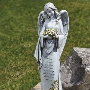 22.75-Inch Memorial Angel W/ Flower Garden Statue - View 2