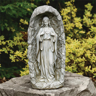 18.75-Inch Led Solar Immaculate Heart Grotto Garden Statue