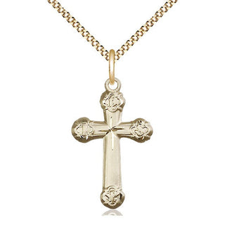 14kt Gold Filled Cross Medal Catholic Jewelry Engraved Catholic Saint Jewelry