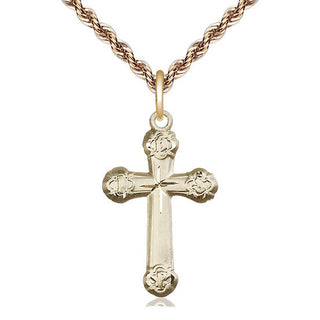 14kt Gold Filled Cross Medal Catholic Jewelry Engraved Catholic Saint Jewelry