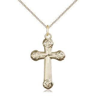 14kt Gold Cross Medal Engraved Catholic Saint Jewelry