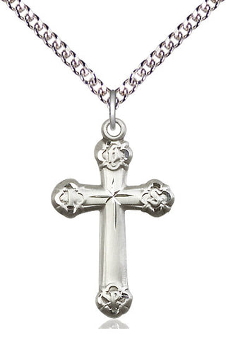 Sterling Silver Cross Medal Catholic Jewelry Engraved Catholic Saint Jewelry