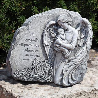 9-Inch Angel With Baby Garden Stone