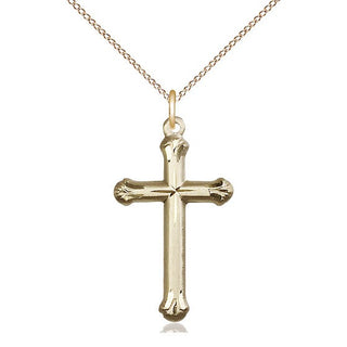 14kt Gold Cross Medal Engraved Catholic Saint Jewelry