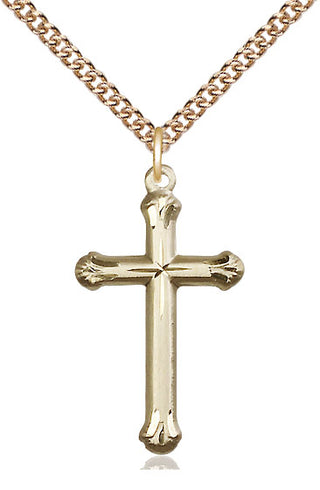 14kt Gold Cross Medal Engraved Catholic Saint Jewelry