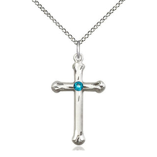 Sterling Silver Cross | 3mm Zircon Swarovski stone | 18-inch Sterling Silver Chain | Engravable