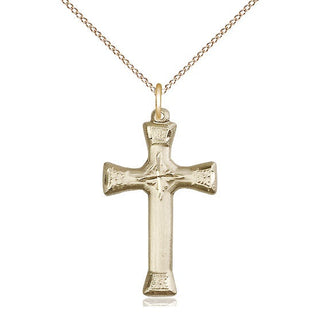14kt Gold Cross Medal Engraved Catholic Saint Jewelry