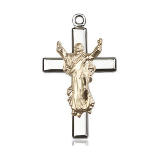 Two-Tone GF/SS Cross Medal Catholic Jewelry