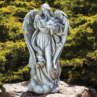 25.25-Inch Angel With Baby Garden Statue