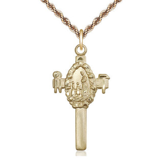 14kt Gold Filled Cross Medal Catholic Jewelry