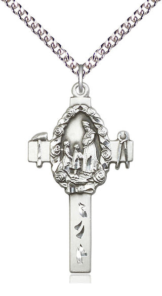 Sterling Silver Cross Medal Catholic Jewelry
