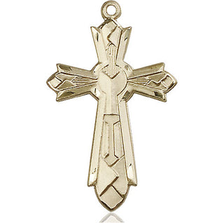14kt Gold Filled Mosaic Cross Medal Engraved Catholic Saint Jewelry