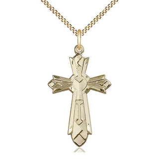 14kt Gold Filled Mosaic Cross Medal Catholic Jewelry Engraved Catholic Saint Jewelry