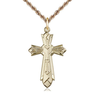 14kt Gold Filled Mosaic Cross Medal Catholic Jewelry Engraved Catholic Saint Jewelry