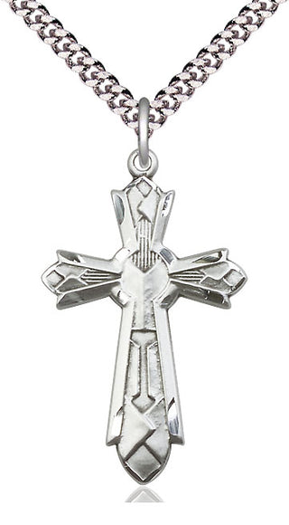 Sterling Silver Mosaic Cross Medal Catholic Jewelry Engraved Catholic Saint Jewelry
