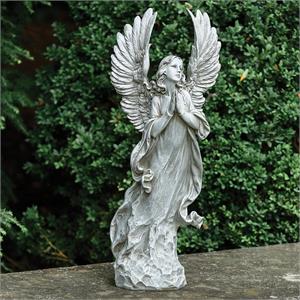 21-Inch Praying Angel With Upswept Wings Garden Statue - View 2