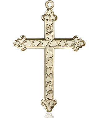 14kt Gold Filled Heart Cross Medal Engraved Catholic Saint Jewelry
