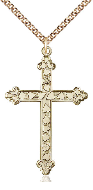 14kt Gold Filled Heart Cross Medal Catholic Jewelry Engraved Catholic Saint Jewelry