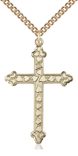 14kt Gold Filled Heart Cross Medal Catholic Jewelry Engraved Catholic Saint Jewelry