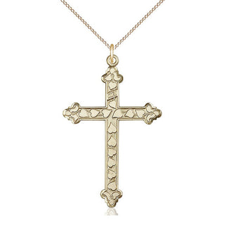 14kt Gold Heart Cross Medal Engraved Catholic Saint Jewelry