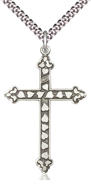 Pewter Heart Cross Medal Catholic Jewelry Engraved Catholic Saint Jewelry