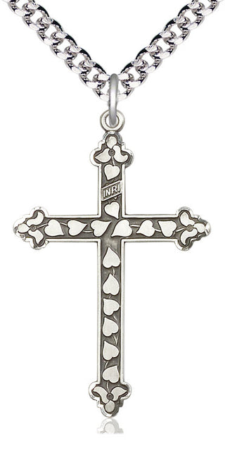 Pewter Heart Cross Medal Catholic Jewelry Engraved Catholic Saint Jewelry