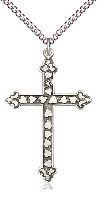 Sterling Silver Heart Cross Medal Catholic Jewelry Engraved Catholic Saint Jewelry