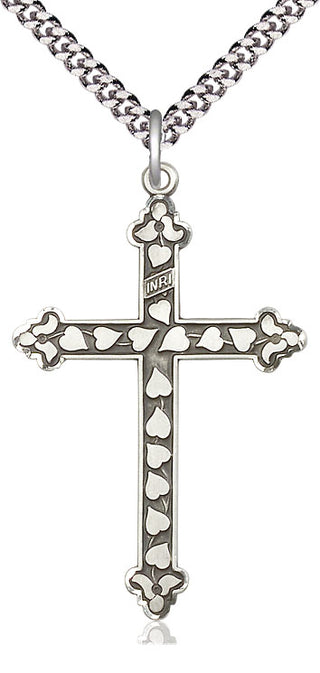 Sterling Silver Heart Cross Medal Catholic Jewelry Engraved Catholic Saint Jewelry