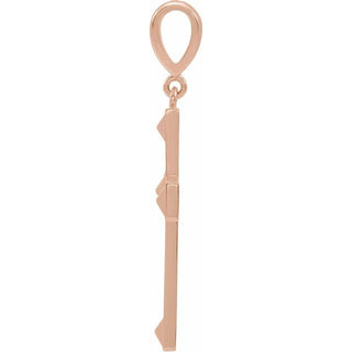 14K Rose Cross Pendant