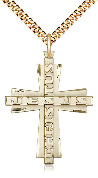 14kt Gold Filled Jesus Christus Cross Medal Catholic Jewelry Engraved Catholic Saint Jewelry
