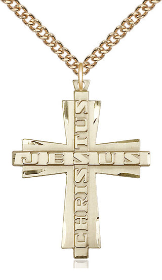 14kt Gold Filled Jesus Christus Cross Medal Catholic Jewelry Engraved Catholic Saint Jewelry