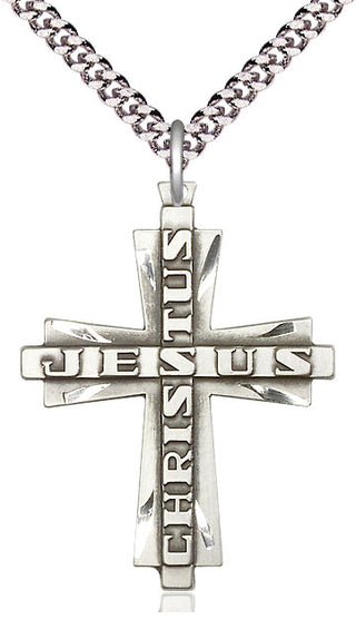 Sterling Silver Jesus Christus Cross Medal Catholic Jewelry Engraved Catholic Saint Jewelry