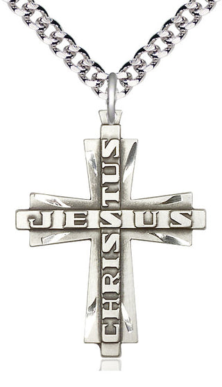 Sterling Silver Jesus Christus Cross Medal Catholic Jewelry Engraved Catholic Saint Jewelry