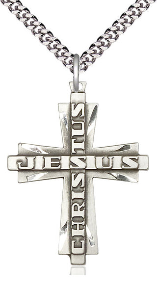 Sterling Silver Jesus Christus Cross Medal Catholic Jewelry Engraved Catholic Saint Jewelry