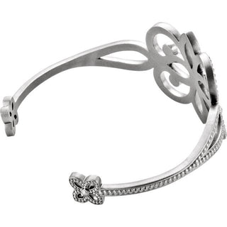 14K White Granulated Cuff 6 1/2" Bracelet