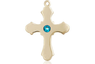 14kt Gold Filled Cross Pendant with a 3mm Zircon Swarovski stone on an 18-inch Gold Filled Light Curb Chain
