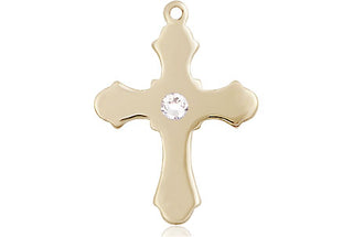 14kt Gold Filled Cross Pendant with a 3mm Crystal Swarovski stone on an 18-inch Gold Filled Light Curb Chain