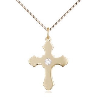 14kt Gold Filled Cross Pendant with 3mm Crystal Swarovski Necklace