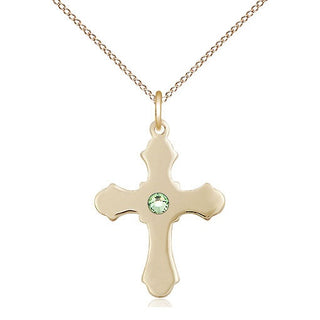 14kt Gold Filled Cross Pendant with 3mm Peridot Swarovski Necklace