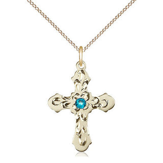 14kt Gold Filled Cross | 3mm Zircon Swarovski stone | 18-inch Gold Filled Chain | Engravable