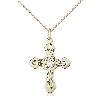 14kt Gold Filled Cross | 3mm Crystal Swarovski stone | 18-inch Gold Filled Chain | Engravable