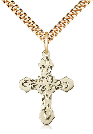 14kt Gold Filled Cross Medal Catholic Jewelry Engraved Catholic Saint Jewelry