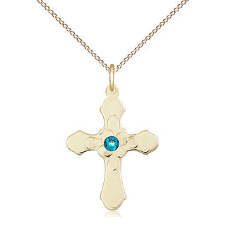 14kt Gold Filled Cross | 3mm Zircon Swarovski stone | 18-inch Gold Filled Chain | Engravable