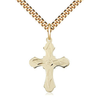 14kt Gold Filled Cross Medal Catholic Jewelry Engraved Catholic Saint Jewelry