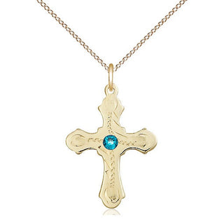 14kt Gold Filled Cross | 3mm Zircon Swarovski stone | 18-inch Gold Filled Chain | Engravable