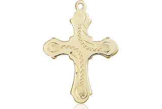14kt Gold Filled Cross Medal Engraved Catholic Saint Jewelry