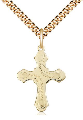 14kt Gold Filled Cross Medal Catholic Jewelry Engraved Catholic Saint Jewelry
