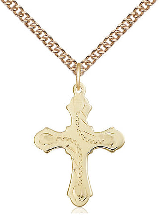 14kt Gold Filled Cross Medal Catholic Jewelry Engraved Catholic Saint Jewelry