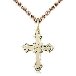 14kt Gold Cross Medal Engraved Catholic Saint Jewelry