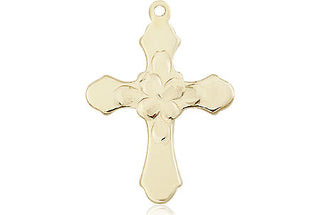 14kt Gold Cross Medal Engraved Catholic Saint Jewelry